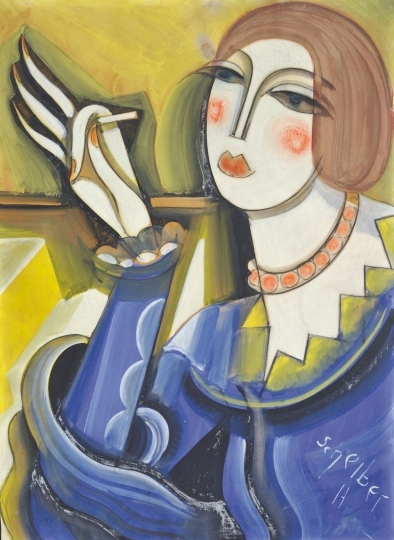 Scheiber Hugó (1873-1950) Lady in the bistro