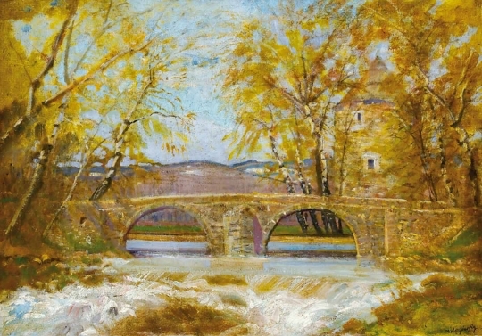 Mednyánszky László (1852-1919) Castle with a bridge
