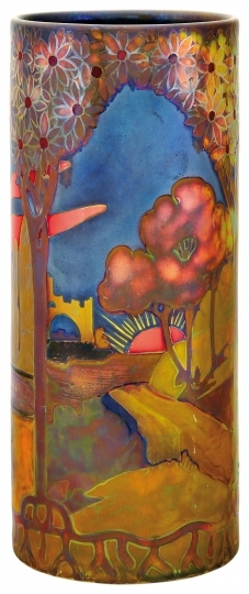 Zsolnay Vase with romantic landscape, Zsolnay, c.1900