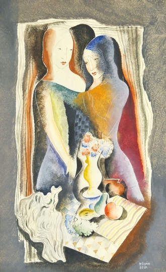 Kádár Béla (1877-1956) Ladies with still life,