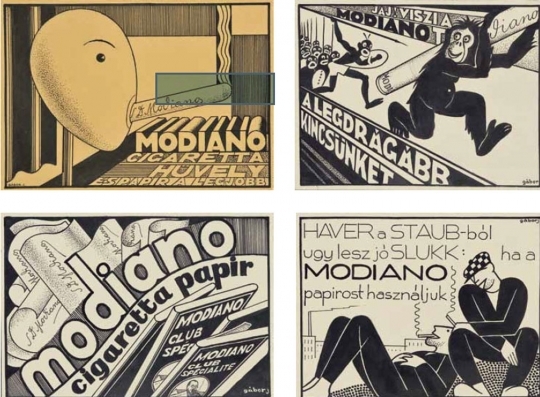 Gábor Jenő (1893-1968) Modiano-pamphlet designs (4 pieces)