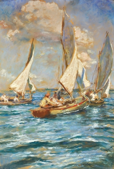 Fried Pál (1893-1955) White sailboats