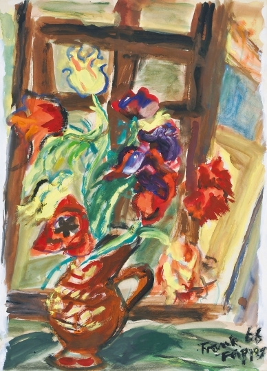 Frank Frigyes (1890-1976) Csendélet ablakban, 1966