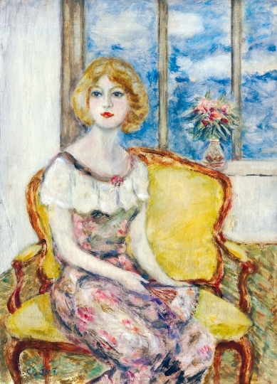Csók István (1865-1961) Fiatal hölgy legyezővel