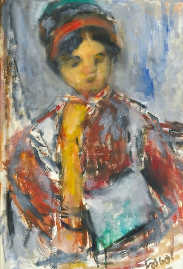 Czóbel Béla (1883-1976) Girl with red headband, 1974