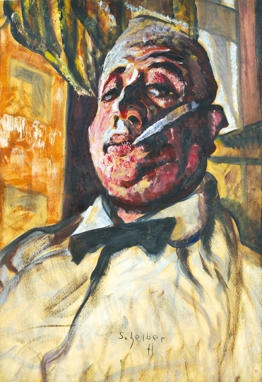Scheiber Hugó (1873-1950) Self-portrait with a bow-tie, c. 1922