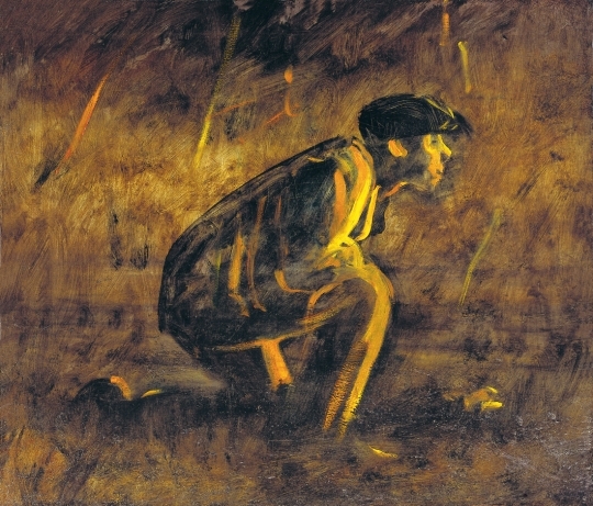 Mednyánszky László (1852-1919) Tűz mellett leselkedő, 1911-1913 körül