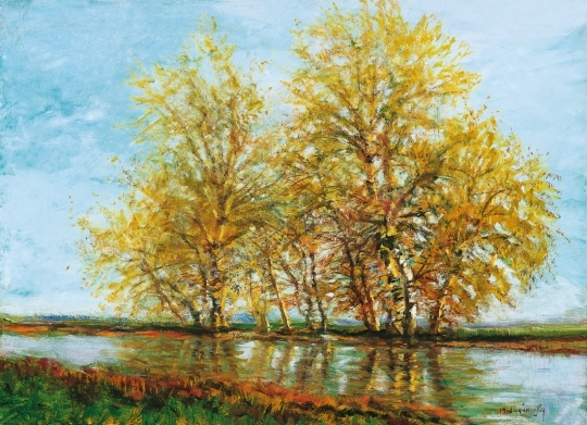 Mednyánszky László (1852-1919) Early spring (Trees on the water-front)