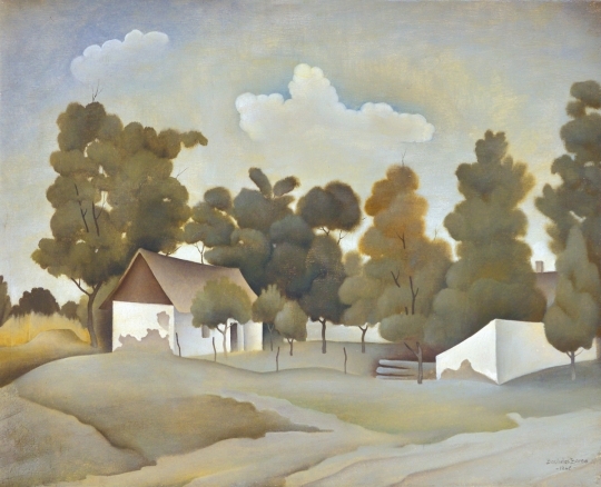 Basilides Barna (1903-1967) Landscape with Houses, 1946