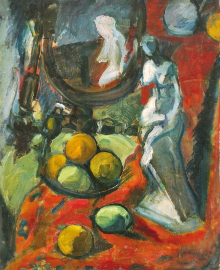 Diener Dénes Rudolf (1889-1956) Tükrös csendélet gyümölcsökkel, 1914