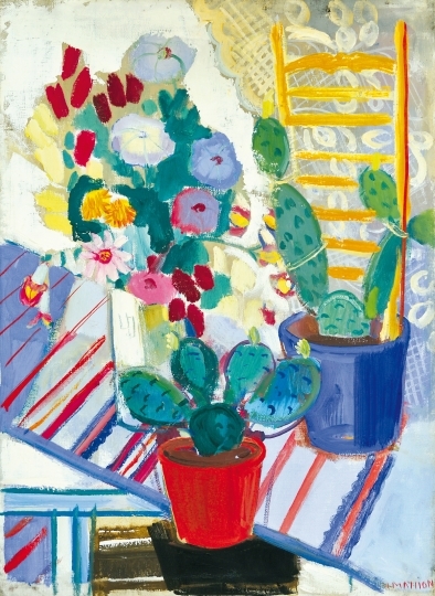 Mattioni Eszter (1902-1993) Kaktuszos csendélet