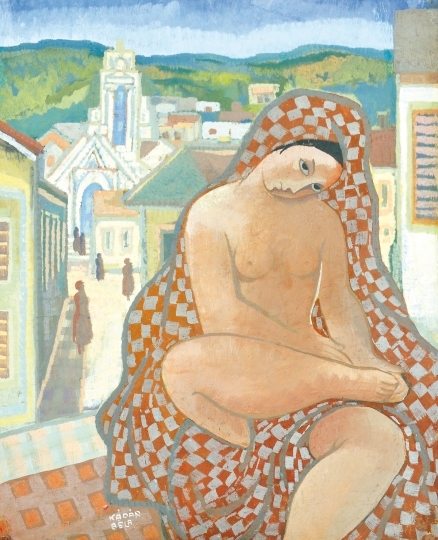 Kádár Béla (1877-1956) Sitting Nude in Landscape