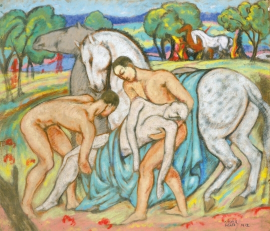 Kádár Béla (1877-1956) Scene with a Horse, 1912