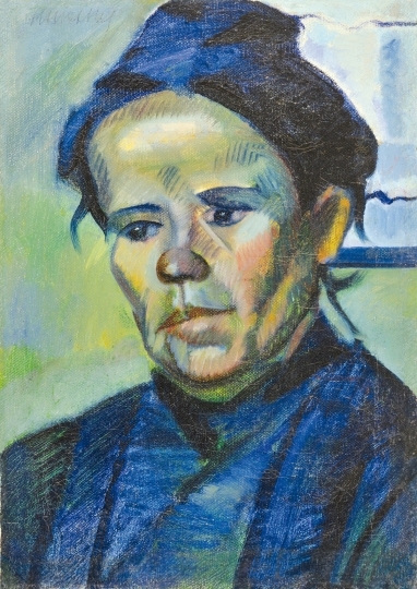 Kmetty János (1889-1975) Portrait in Blue, from the second half of the 1910s