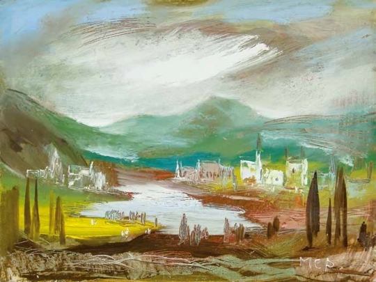 Molnár C. Pál (1894-1981) Olasz táj folyóval