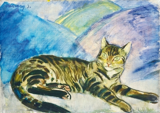 Vaszary János (1867-1939) Cat among Pillows