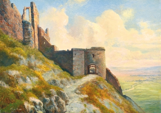 Telepy Károly (1828-1906) Castle's Gate of Sümeg, 1890