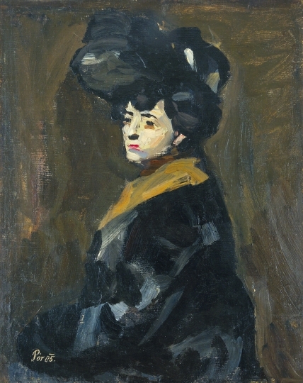 Pór Bertalan (1880-1964) Kalapos hölgy, 1905