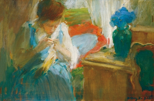 Vaszary János (1867-1939) Sewing Woman, 1906