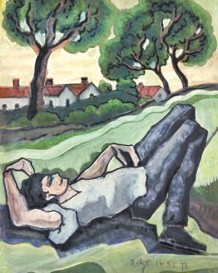 Scheiber Hugó (1873-1950) Pihenő csavargó