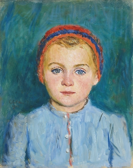 Glatz Oszkár (1872-1958) Kékszemű kislány, 1947