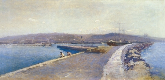K. Spányi Béla (1852-1914) Harbor in Fiume, 1899