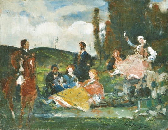 Rudnay Gyula (1878-1957) Company outdoors, 1917
