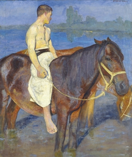 Ferenczy Károly (1862-1917) Lovak a vízben (Lóitatás), 1900–1903 körül