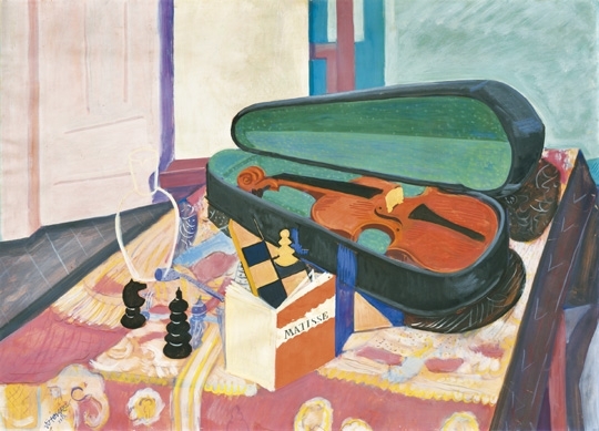 Vörös Géza (1897-1957) Still life with a Matisse-book and Violin, 1932