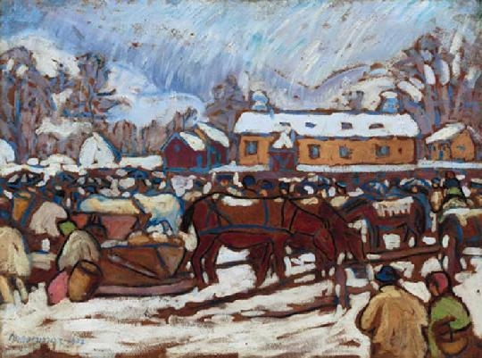 Boromisza Tibor (1880-1960) Weekly fair in Nagybánya, 1907