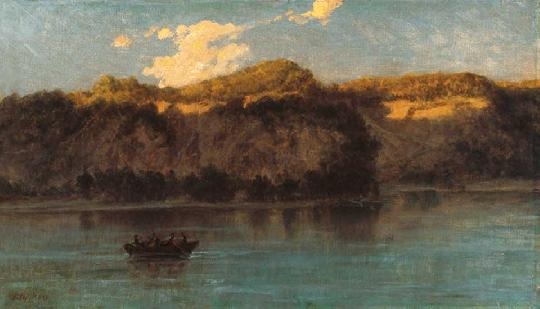 Telepy Károly (1828-1906) Boat on the lake, 1898