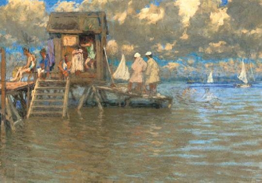 Poll Hugó (1867-1931) Seaside scene