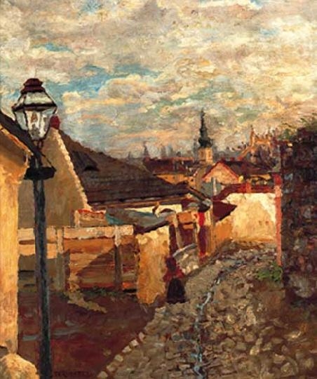 Perlmutter Izsák (1866-1932) City scene in the Tabán
