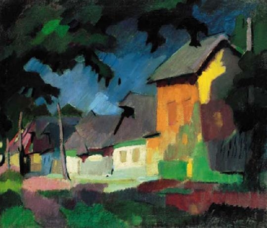 Nagy Oszkár (1883-1965) House with orange and yellow walls
