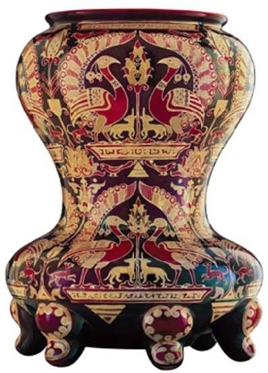 Zsolnay Ornamental vase, Zsolnay, around 1900, oriental and folklore motifs