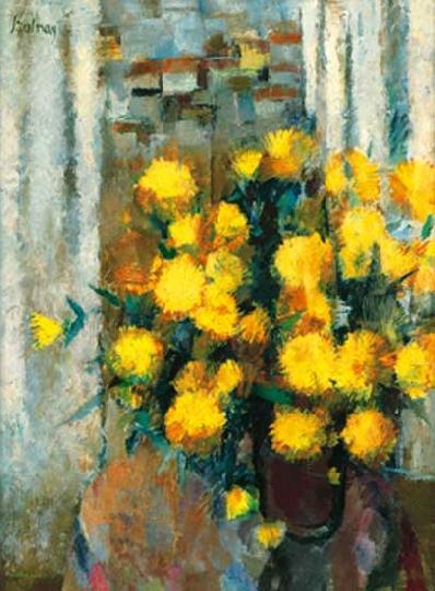 Szolnay Sándor (1893-1950) Chrysanthemums under the window