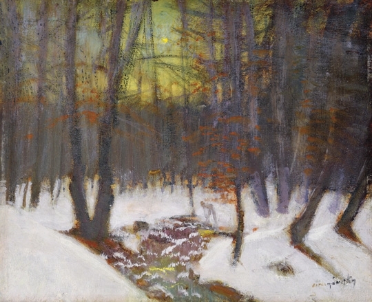 Mednyánszky László (1852-1919) Snowy forest in the moonlight