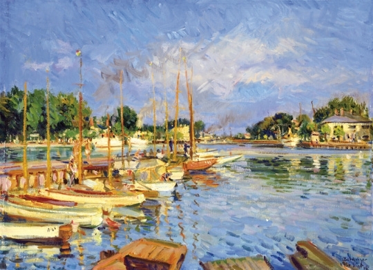 Boldizsár István (1897-1984) Harbour of Siófok, 1956