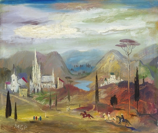 Molnár C. Pál (1894-1981) Italian landscape with riders