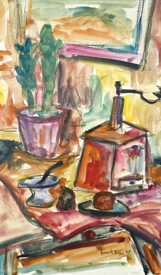 Frank Frigyes (1890-1976) Csendélet kávédarálóval, 1965