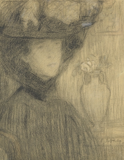 Rippl-Rónai József (1861-1927) Young woman wearing a hat, 1890