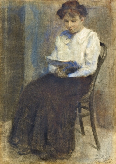 Hollósy Simon (1857-1918) Reading woman, 1880