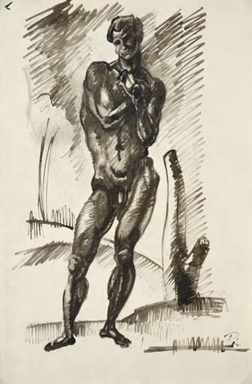 Pór Bertalan (1880-1964) Male nude