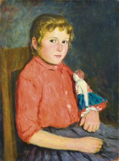 Glatz Oszkár (1872-1958) Kislány babával