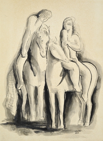 Kádár Béla (1877-1956) Riding couple