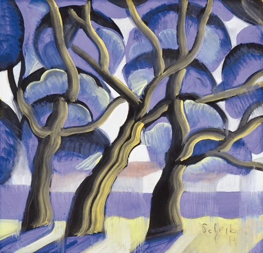 Scheiber Hugó (1873-1950) Blue trees