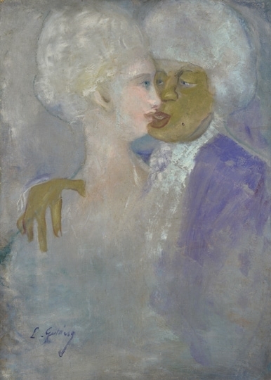 Gulácsy Lajos (1882-1932) A mulatt férfi és a szoborfehér asszony (A mulatt férfi és a szoborfehér nő), 1912 körül