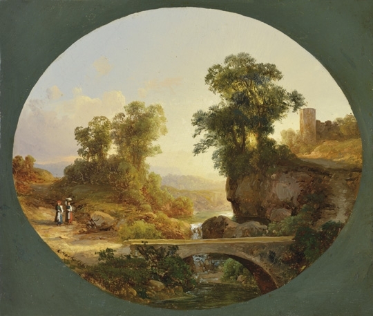 Markó Károly, Ifj. (1822 - 1891) Italian landscape with bridge, 1860
