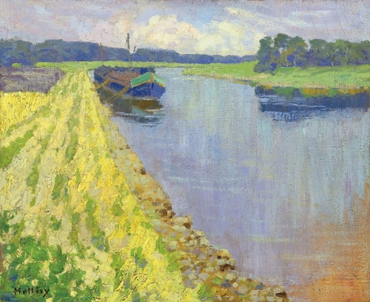 Hollósy Simon (1857-1918) Longboat on the Tisza