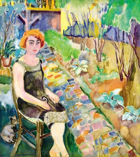 Biai Föglein István (1905-1974) Lány virágoskertben